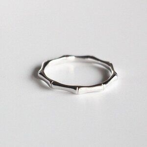 Bamboo silver ring, sterling silver ring, simple style.